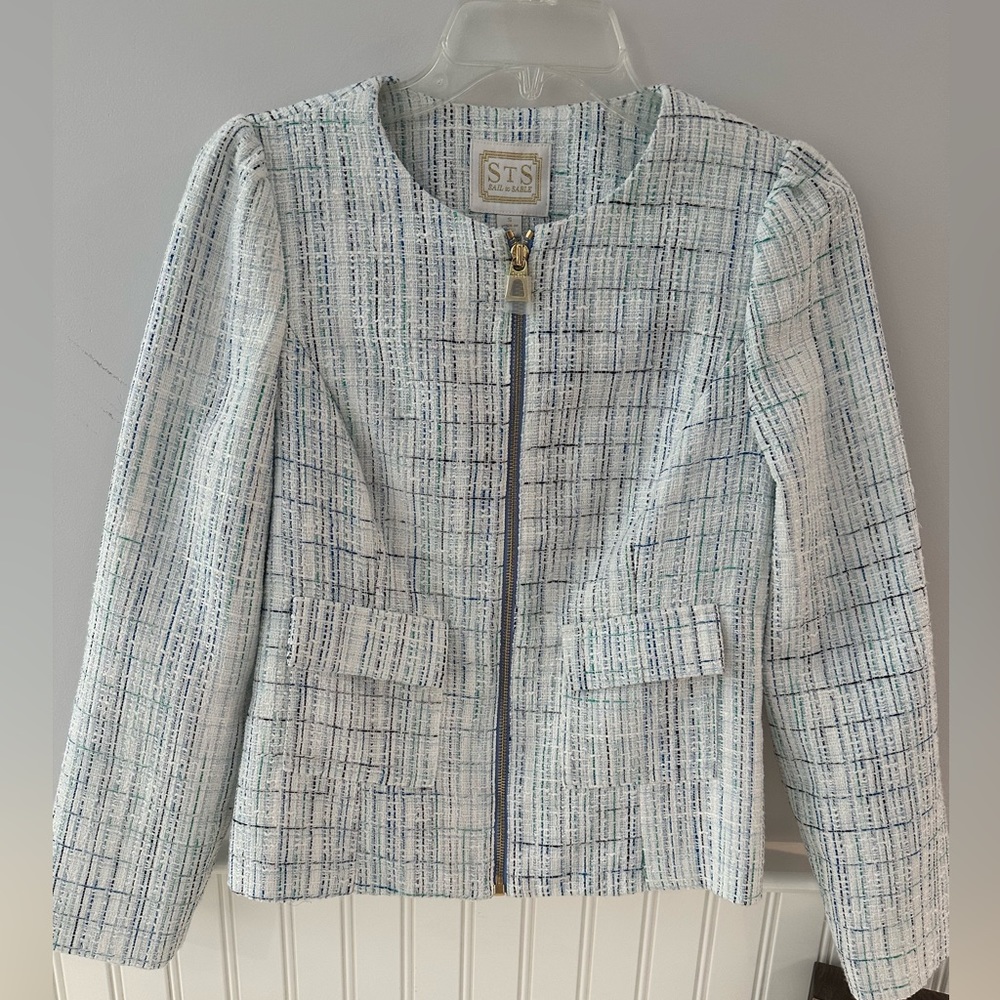 NWT STB Sail to Sable beautiful zip tweed blazer size small